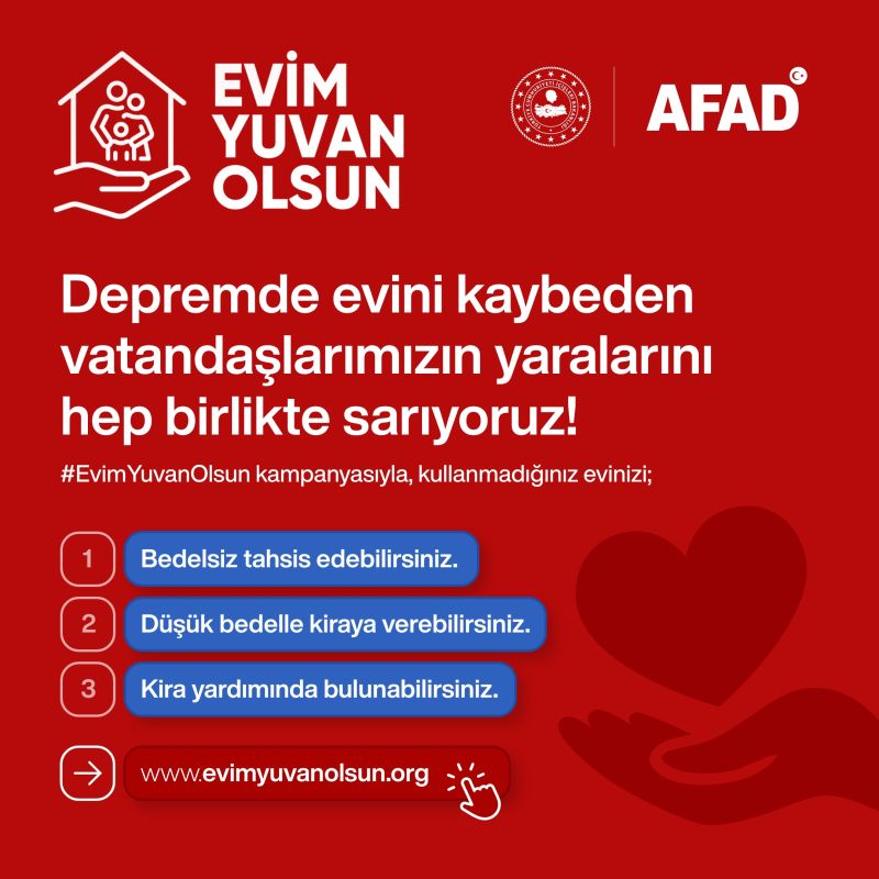 Depremzedeler İçin "Evim Yuvan Olsun" Kampanyası